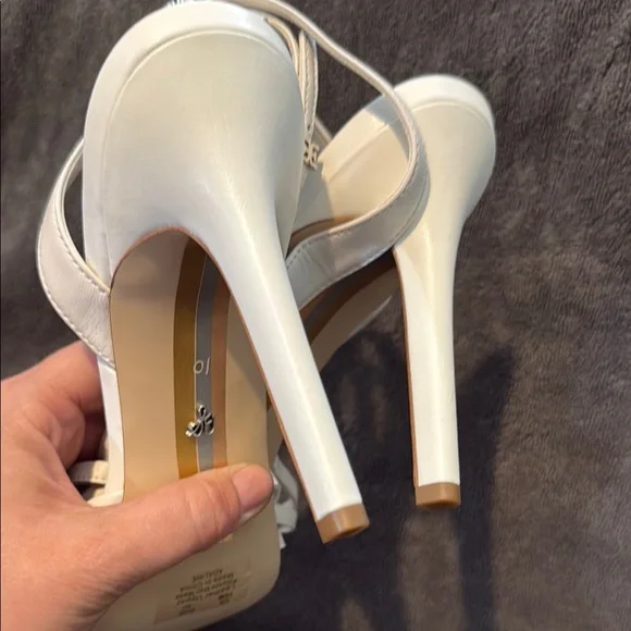 Sam Edelman White Strappy Heels with Ankle Buckle - Picture 6 of 7
